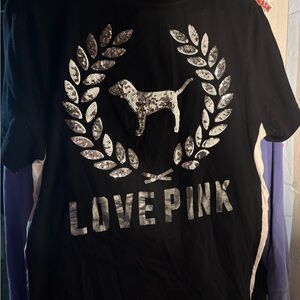 VS PINK SHIRT WITH SILVER BLING!!!